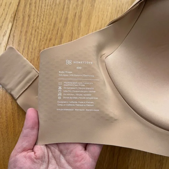 Honeylove 40D CloudEmbrace Bra NWT Sand Beige Wireless Support Back Smoothing - Picture 5 of 6